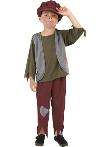 Victorian Poor Boy Costume, Green, with Top, Trousers & Hat (S) von Smiffys