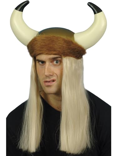 Viking Helmet, Brown, with Horns, Long Blonde Hair & Fur Trim Viking Helmet, Brown, with Horns, Long Blonde Hair & Fur Trim von Smiffys