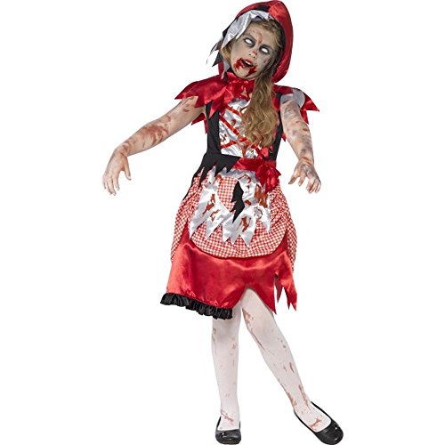 Zombie Miss Hood Costume, Red, with Dress & Hooded Cape, (M) von Smiffys