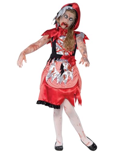 Zombie Miss Hood Costume, Red, with Dress & Hooded Cape, (M) von Smiffys