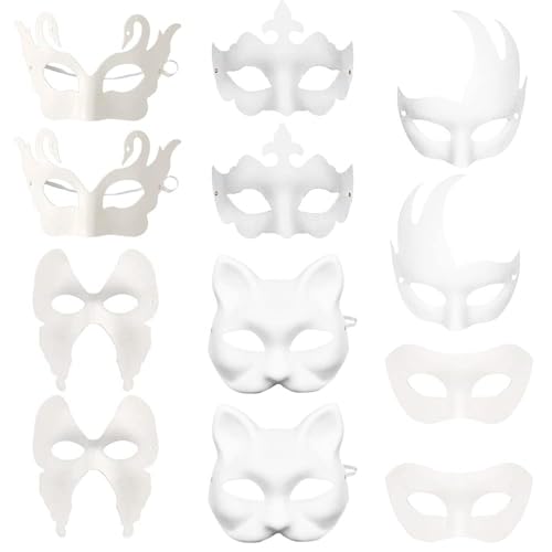 Smilbaley 12 Stücke Weiße Maske, Party Weiße Maske, Weiße DIY Papier Maske, Maske DIY, Für Karneval, Rollenspiele, Halloween Partys Smilbaley 12 Stücke Weiße Maske, Party Weiße Maske, Weiße DIY Papier Maske, Maske DIY, Für Karneval, Rollenspiele, Halloween Partys von Smilbaley
