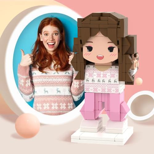 Smile lab Personalisierte Figuren aus Bausteine, Ganzkörper 1 Person Kleines Teilchen Bausteine mit Foto Einzigartig Weihnachten Geburtstag Geschenke für Frauen, Männer von Smile lab
