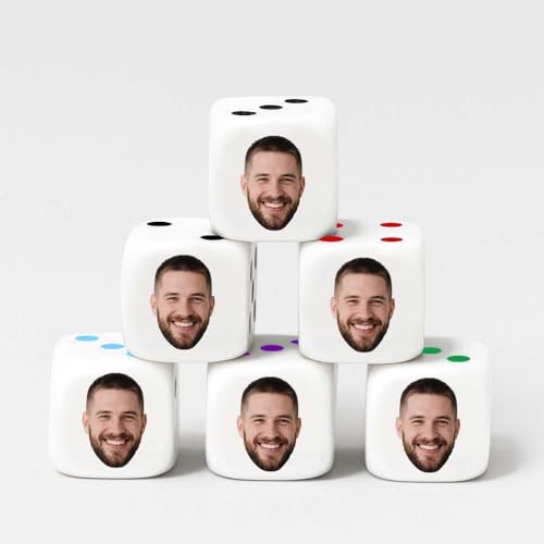 Personalisierte Würfel mit Gesichtsfoto & Logo - Einzigartiger Würfelbecher mit Gravur - Lustige Geschenke für Männer Frauen & Freund - Perfekt für Valentinstag,Geburtstag,Hochzeit,Weihnachten &Party von Smile lab