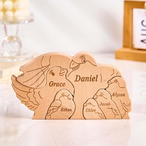 Personalisiertes Holzkunstpuzzle der Adlerfamilie mit 1-8 Namen, Holz Adler Skulpturen Desktop Ornament Weihnachts Home Tischdekoration, Geschenk für Familie, Oma, Opa Mama, Papa Personalisiertes Holzkunstpuzzle der Adlerfamilie mit 1-8 Namen, Holz Adler Skulpturen Desktop Ornament Weihnachts Home Tischdekoration, Geschenk für Familie, Oma, Opa Mama, Papa von Smile lab