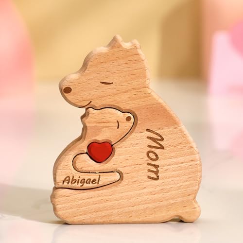 Personalisiertes Holzkunstpuzzle der Alleinerziehender Bärenfamilie mit 1-8 Namen, Holz Bär Skulpturen Desktop Ornament Weihnachts Home Tischdekoration, Geschenk für Familie, Oma, Opa Mama, Papa Personalisiertes Holzkunstpuzzle der Alleinerziehender Bärenfamilie mit 1-8 Namen, Holz Bär Skulpturen Desktop Ornament Weihnachts Home Tischdekoration, Geschenk für Familie, Oma, Opa Mama, Papa von Smile lab