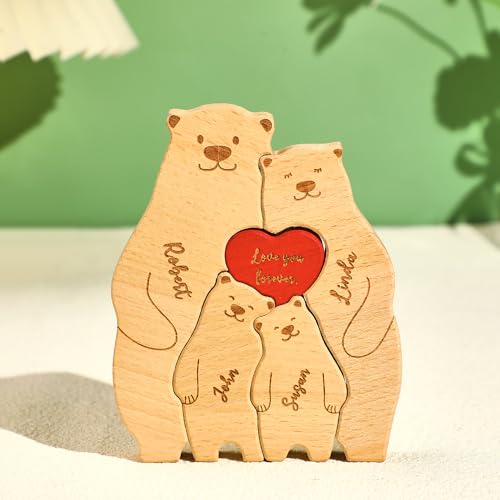 Personalisiertes Holzkunstpuzzle der Bärenfamilie mit 2-6 Namen, Holz Bär Skulpturen Desktop Ornament Weihnachts Home Tischdekoration, Geschenk für Familie, Oma, Opa Mama, Papa Personalisiertes Holzkunstpuzzle der Bärenfamilie mit 2-6 Namen, Holz Bär Skulpturen Desktop Ornament Weihnachts Home Tischdekoration, Geschenk für Familie, Oma, Opa Mama, Papa von Smile lab