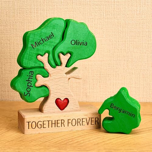 Personalisiertes Holzkunstpuzzle der Baumfamilie mit 1-8 Namen, Holz Bär Skulpturen Desktop Ornament Weihnachts Home Tischdekoration, Geschenk für Familie, Oma, Opa Mama, Papa Personalisiertes Holzkunstpuzzle der Baumfamilie mit 1-8 Namen, Holz Bär Skulpturen Desktop Ornament Weihnachts Home Tischdekoration, Geschenk für Familie, Oma, Opa Mama, Papa von Smile lab