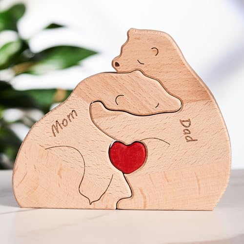 Personalisiertes Holzkunstpuzzle der Eisbärenfamilie mit 1-8 Namen, Holz Eisbär Skulpturen Desktop Ornament Weihnachts Home Tischdekoration, Geschenk für Familie, Oma, Opa Mama, Papa Personalisiertes Holzkunstpuzzle der Eisbärenfamilie mit 1-8 Namen, Holz Eisbär Skulpturen Desktop Ornament Weihnachts Home Tischdekoration, Geschenk für Familie, Oma, Opa Mama, Papa von Smile lab