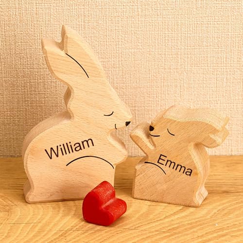 Personalisiertes Holzkunstpuzzle der Kaninchenfamilie mit 1-8 Namen, Holz Bär Skulpturen Desktop Ornament Weihnachts Home Tischdekoration, Geschenk für Familie, Oma, Opa Mama, Papa Personalisiertes Holzkunstpuzzle der Kaninchenfamilie mit 1-8 Namen, Holz Bär Skulpturen Desktop Ornament Weihnachts Home Tischdekoration, Geschenk für Familie, Oma, Opa Mama, Papa von Smile lab