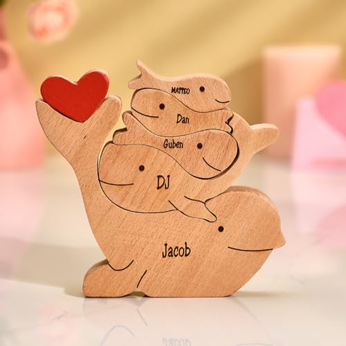 Personalisiertes Holzkunstpuzzle der Wal-Familie mit 1-8 Namen, Holz Wal Skulpturen Desktop Ornament Weihnachts Home Tischdekoration, Geschenk für Familie, Oma, Opa Mama, Papa Personalisiertes Holzkunstpuzzle der Wal-Familie mit 1-8 Namen, Holz Wal Skulpturen Desktop Ornament Weihnachts Home Tischdekoration, Geschenk für Familie, Oma, Opa Mama, Papa von Smile lab