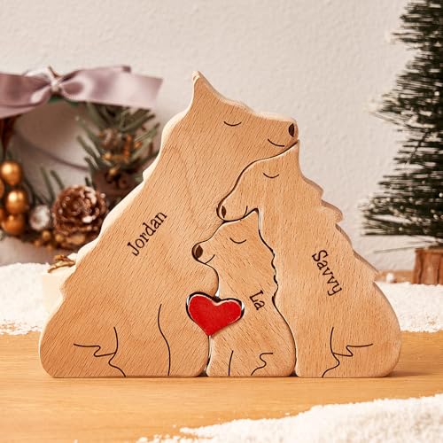 Personalisiertes Holzkunstpuzzle der Wolfsfamilie mit 1-8 Namen, Holz Wolf Skulpturen Desktop Ornament Weihnachts Home Tischdekoration, Geschenk für Familie, Oma, Opa Mama, Papa Personalisiertes Holzkunstpuzzle der Wolfsfamilie mit 1-8 Namen, Holz Wolf Skulpturen Desktop Ornament Weihnachts Home Tischdekoration, Geschenk für Familie, Oma, Opa Mama, Papa von Smile lab