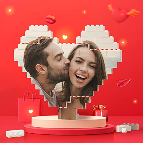 Smile lab Personalisierte Bausteine mit Foto Puzzle mit Eigenem Bild Herz Form Bausteine Benutzerdefiniertes Bild Weihnachten Geburtstag Geschenke für Geschenk für Familie, Paar, Freunde von Smile lab