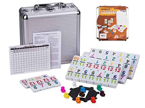 Mexikanische Zugnummer, Dominosteine, Set mit 12 Dominosteinen, 91 Fliesen, Spiele mit Aluminiumgehäuse, Zahlen-Dominosteine, gut bemalt für Kinder und Erwachsene, mexikanische Zug-Dominosteine Mexikanische Zugnummer, Dominosteine, Set mit 12 Dominosteinen, 91 Fliesen, Spiele mit Aluminiumgehäuse, Zahlen-Dominosteine, gut bemalt für Kinder und Erwachsene, mexikanische Zug-Dominosteine von Smilejoy