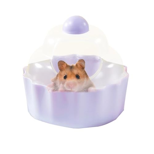 Smileshiney Hamster-Badezimmer,Hamster-Sandbadbehälter - Kuchenförmiger Critter's Sandbad-Duschraum - Auslaufsicherer, Stabiler, transparenter Hamster-Sandkasten für Rennmäuse, Igel, Eichhörnchen und von Smileshiney