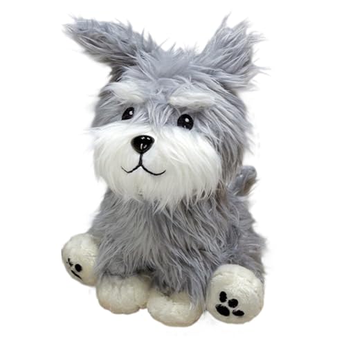 Smileshiney Kuscheltier Hund Für Kinder | Weiches Plüschtier Figur Schnauzer | Sammelbares Stofftier Modell Als Dekofigur Für Verschiedene Räume von Smileshiney