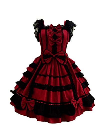 Smiling Angel Süßes Lolita-Kleid für Mädchen, Prinzessin, Spitze, Court, Röcke, Cosplay-Kostüme, rot, Large Smiling Angel Süßes Lolita-Kleid für Mädchen, Prinzessin, Spitze, Court, Röcke, Cosplay-Kostüme, rot, Large von Smiling Angel