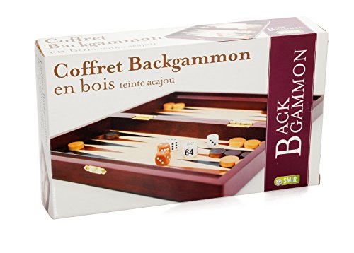 Smir - Backgammon aus Holz – Mahagoni-Tönung – Denk- und Strategiespiel – Traditionelles Spiel – Spielteile und Zubehör aus Holz von Smir
