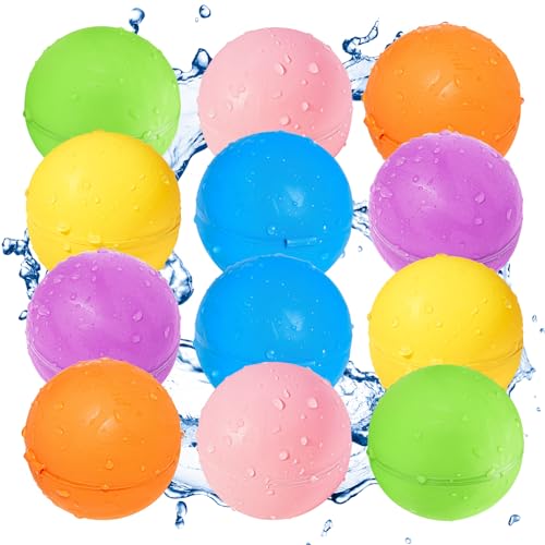 SOPPYCID 12 Stück wiederverwendbare Wasserballons, Pool-Strand-Wasserspielzeug für Jungen und Mädchen, Outdoor-Sommerspielzeug für Kinder, magnetischer Wasserball für Outdoor-Aktivitäten von Smirodi