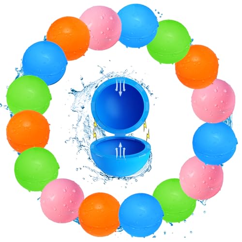 SOPPYCID 16 Stück wiederverwendbare Wasserballons, Sommer-Spielzeug, Outdoor-Aktivitäten, Pool-Strand-Spielzeug für Kinder im Alter von 3-12 Jahren von Smirodi