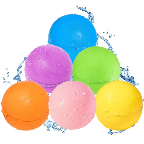 SOPPYCID Wiederverwendbare Wasserballons, Sommer Spielzeug für Kinder, Wasserbomben, weiche Silikon Wasser Spritzkugel, kein Aufheben nach dem Wasser Kampf (6 Stück) von Smirodi