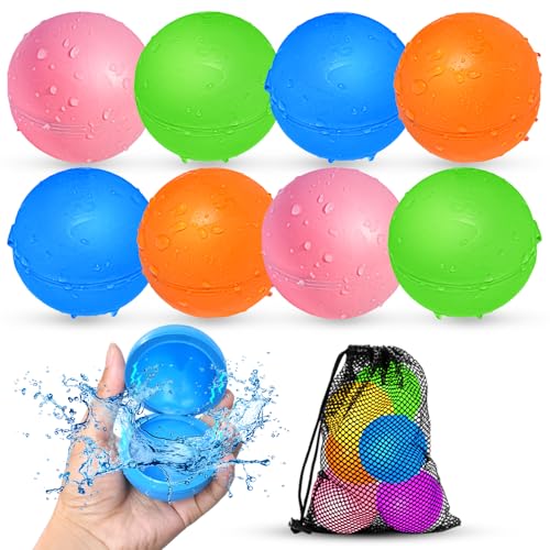 Smirodi SOPPYCID Wasserbomben Wiederverwendbar,Silikon Wasserbomben Selbstschließend magnetische Spritzbälle,Sommer Wasserspielzeug für Kinder im Alter von 3-12 Jahren für Spaß,Pure Farbe(8 Stück). von Smirodi