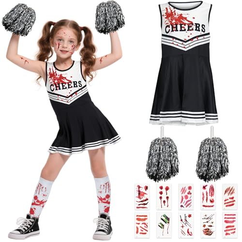 Smlper Cheerleader Kostüm Kinder, Faschingskostüme Kinder, Zombie Cheerleader Kostüm Mädchen von Smlper