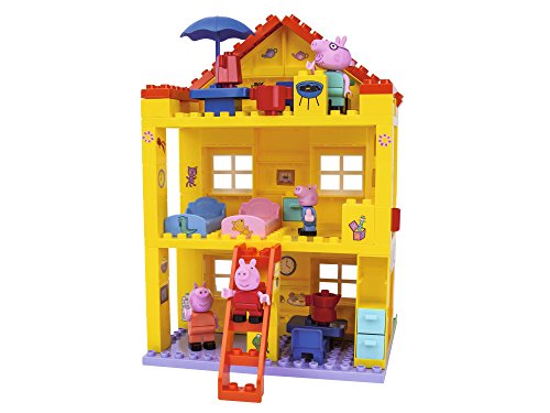 BIG Spielwarenfabrik 800057078 Peppa Pig Haus - Peppa´s House, Construction Set, Big-Bloxx Set bestehend aus Familie und Gebäude, 107 Teile, Multicolour, für Kinder ab 18 Monaten von Smoby
