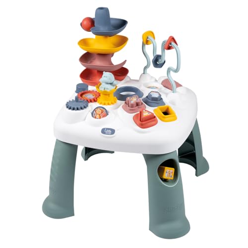 Little Smoby – Aktivitätentisch – viele mechanische Funktionen – 4 Formen, 1 Ball, 1 Figur Nilpferd – Entwicklung der Motorik – ab 12 Monaten von Smoby