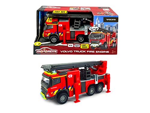 Majorette Grand Series - Volvo Truck Feuerwehrauto BE, 19 cm, Licht und Sound, Metall, Spielzeugfahrzeug von Majorette