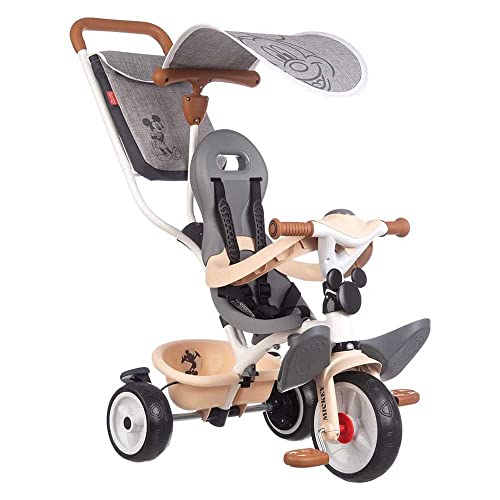 Smoby Toys - Mickey Mouse Dreirad Baby Balade Plus L - mitwachsender Buggy in 3 Stufen für Babys und Kinder für +10, +15 und +30 Monate - Kinderdreirad mit Schubstange, Gurt u.v.m. von Smoby