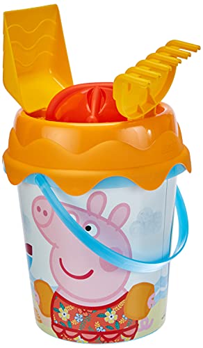 Simba 40248 Peppa Wutz Strandeimer mit Schaufel, Rechen, Form und Sieb, 17 cm von Smoby