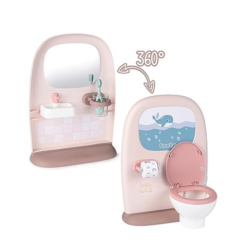 Smoby - Baby Nurse Badezimmer - Für Puppen bis 42 cm - Körperhygiene kennenlernen - mit Waschbecken und Zahnbürste, für Kinder ab 3 Jahren von Smoby