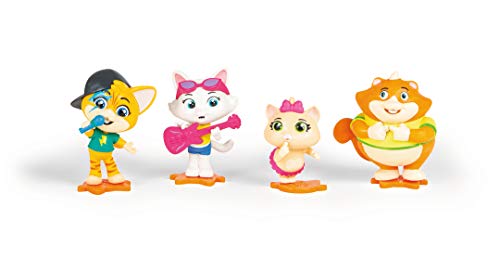 Smoby 44 Katzen – Packung mit 4 beweglichen Figuren, Lampo, Fleischbällchen, Pilou und Milady, 8 cm von Smoby