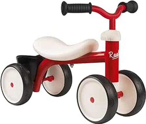 Smoby 721400 – Rookie Laufrad Rot – ideale Lauflernhilfe für Kinder ab 12 Monaten, Lauflernrad mit Spielzeug-Korb, Retro Design für Jungen und Mädchen von Smoby