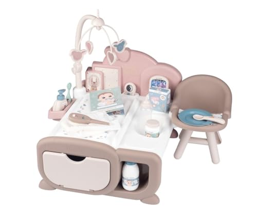 Smoby Toys - Baby Nurse Cocoon Puppen-Spiel-Set für Kinder ab 3 Jahren - 3-in-1 Spielcenter (Puppenbett, Wickeltisch & ESS-Station) - inkl. & Puppen-Zubehör von Smoby