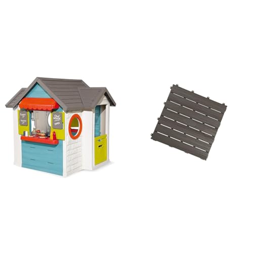 Smoby 810403 – Chef Haus - Multifunktionshaus für Kinder für drinnen und draußen, Restaurant, Spielhaus und Kaufmannsladen für Jungen und Mädchen ab 2 Jahren & 810907 Bodenplatten-Set mit Klicksystem Smoby 810403 – Chef Haus - Multifunktionshaus für Kinder für drinnen und draußen, Restaurant, Spielhaus und Kaufmannsladen für Jungen und Mädchen ab 2 Jahren & 810907 Bodenplatten-Set mit Klicksystem von Smoby