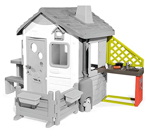 Smoby 810901 – Anbau-Küche für Spielhäuser – Spielküche für Spielhaus, mit einer Spüle und viel Zubehör, passend für die meisten Spielhäuser von Smoby
