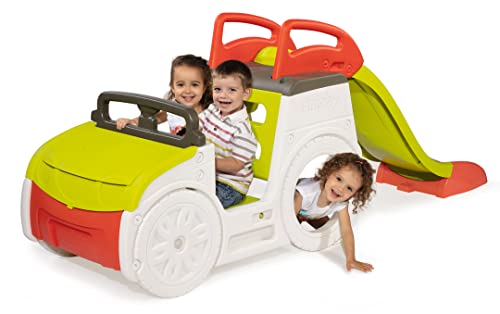 Smoby – Abenteuer-Spielauto – großes Spielcenter mit Sandkasten und Rutsche mit Wasseranschluss, Spielzeug für den Garten, für Kinder ab 18 Monaten von Smoby