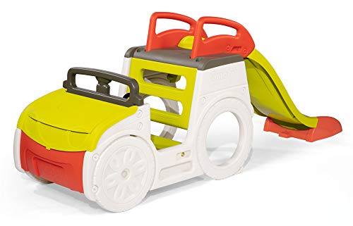 Smoby – Abenteuer-Spielauto – großes Spielcenter mit Sandkasten und Rutsche mit Wasseranschluss, Spielzeug für den Garten, für Kinder ab 18 Monaten von Smoby