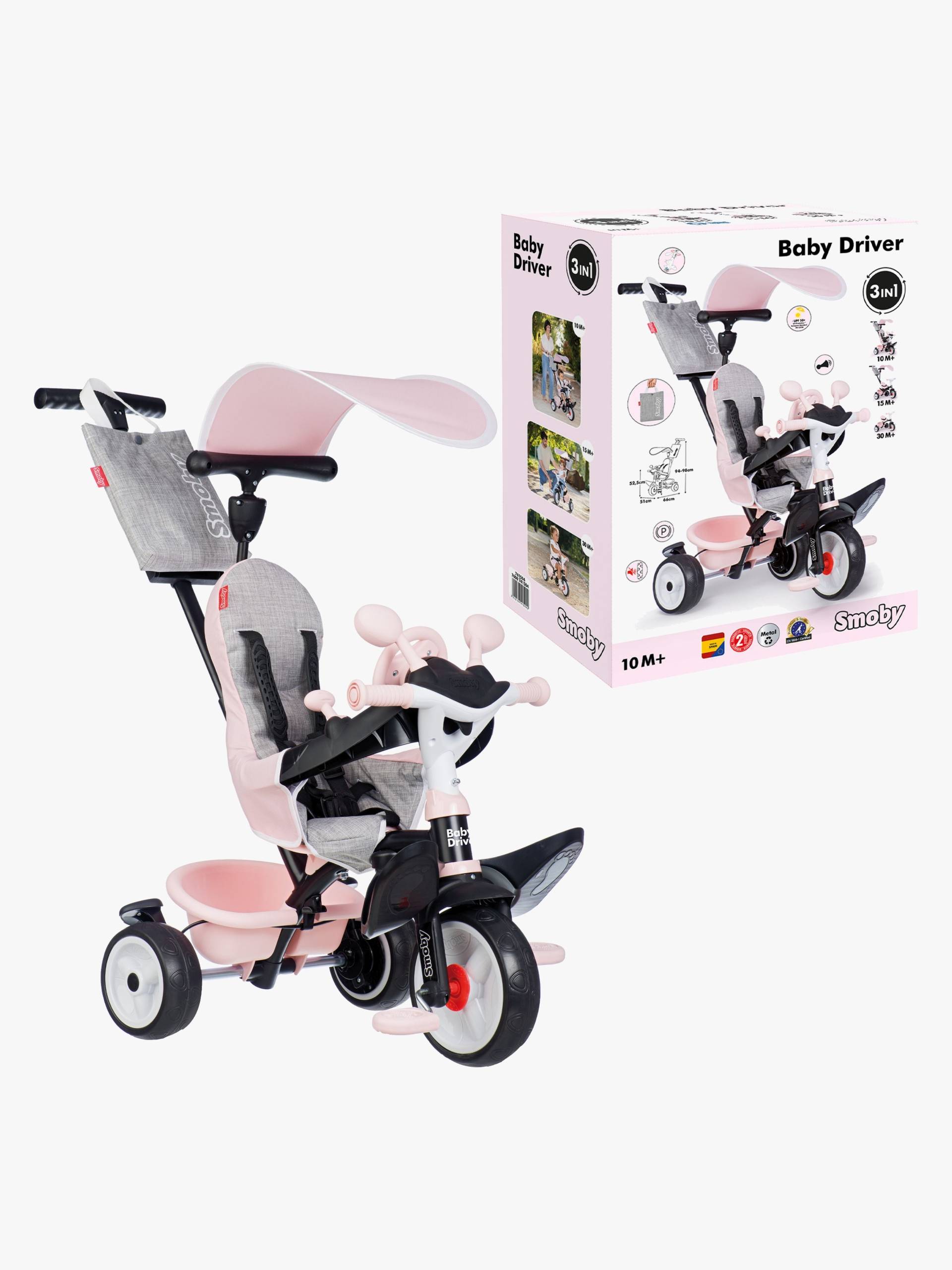 Smoby Baby Driver Dreirad Plus, Rosa von Smoby