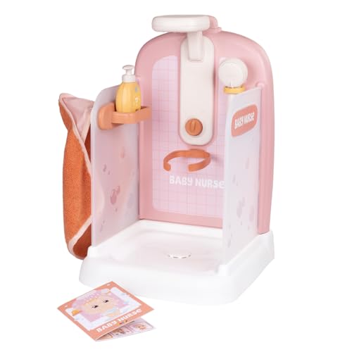 Smoby - Baby Nurse Puppen-Dusche mit funktionalem Duschkopf & Zubehör - Für Puppen bis 42 cm (Puppe Nicht enthalten) - aus recyceltem Material, für Kinder ab 3 Jahren von Smoby