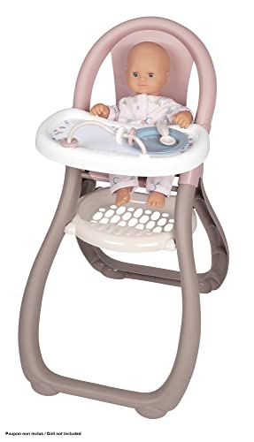 Smoby - Baby Nurse Puppenhochstuhl – Puppenstuhl mit Teller und Löffel, Puppen-Zubehör für Puppen bis 42 cm, für Kinder ab 18 Monaten von Smoby