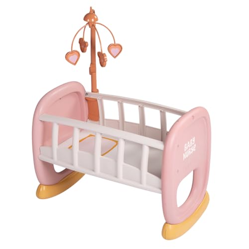 Smoby - Baby Nurse Puppenwiege mit Mobile - Puppenbett mit Wiegefunktion, für Puppen bis 42 cm (Nicht enthalten) - hergestellt aus 63% Recyclingmaterial in Frankreich, ab 18 Monaten von Smoby