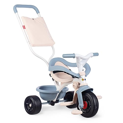 Smoby - Dreirad Be Fun Komfort Blau - Fahrzeug für Kinder ab 10 Monate - Mitwachsend - Schubstange mit Einkaufsbeutel von Smoby