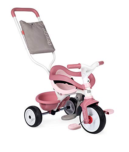 Smoby - Be Move Komfort rosa - Kinderdreirad mit Schubstange, Sitz mit Sicherheitsgurt, Metallrahmen, Pedal-Freilauf, für Kinder ab 10 Monaten von Smoby