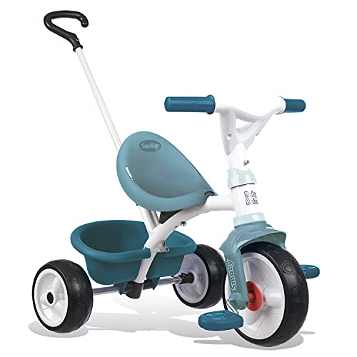 Smoby - Be Move blau - Kinderdreirad mit Schubstange, Sitz mit Sicherheitsgurt, Metallrahmen, Pedal-Freilauf, für Kinder ab 15 Monaten von Smoby
