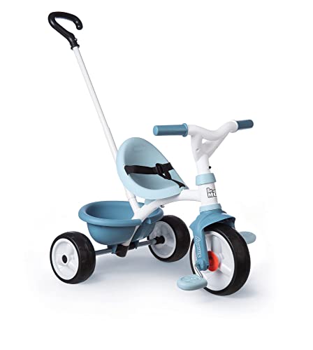 Smoby - Be Move blau - Kinderdreirad mit Schubstange, Sitz mit Sicherheitsgurt, Metallrahmen, Pedal-Freilauf, für Kinder ab 15 Monaten von Smoby