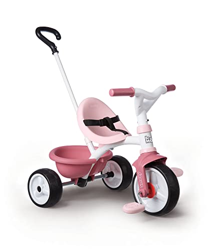 Smoby - Be Move rosa - Kinderdreirad mit Schubstange, Sitz mit Sicherheitsgurt, Metallrahmen, Pedal-Freilauf, für Kinder ab 15 Monaten von Smoby