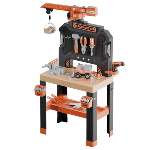 Smoby - Black + Decker - Bricolo Builder Werkbank - 87 Zubehörteile - recyceltes Material - ab 3 Jahren - Französisches Produkt von Smoby