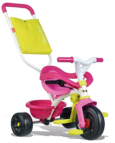 Smoby - Be Fun Komfort Dreirad (rosa) – für Babys und Kinder ab 10 Monaten - verstellbares Kinderdreirad mit Schubstange und praktischem Zubehör von Smoby